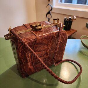 Vintage 1940s Reptile Box Purse